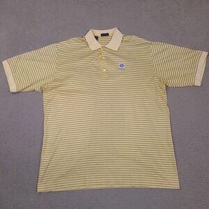 Jeff Rose Polo Shirt Mens XL Yellow Striped Golf Italy‎ Palmilla Golf Club Logo